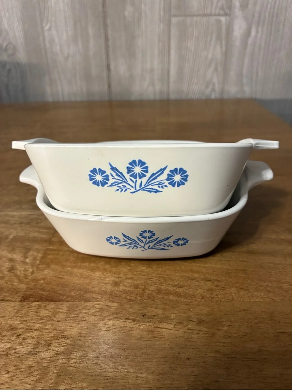 2 vintage Corning Ware Petite Pan Blue Cornflower Casserole Dish 1 3/4 Cups